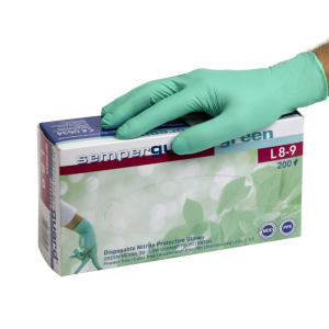 Gants nitriles - Boite de 200 gants. Carton de 10 boites - SemperCare® Green