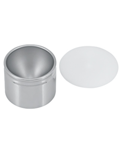 Gobelet à pharmacie, en acier inoxydable, avec couvercle en POM Ø 40 mm x 30 mm de haut, peut être utilisé des deux côtés