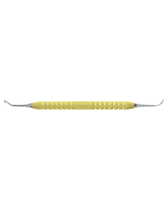 Instrument micro boule, rétro, plugger Ø 0,8 / plugger Ø 0,5 mm 130° angulé, poignée jaune