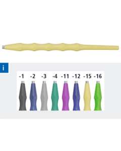 Poignée, plastique, stérilisable pour embouts de sonde remplaçables, miroir buccal, asymétrique, jaune M2.5
