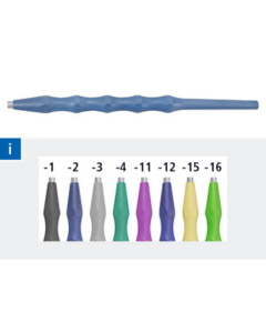 Poignée, plastique, stérilisable pour pointes de sonde remplaçables, miroir buccal, asymétrique, bleu M2.5