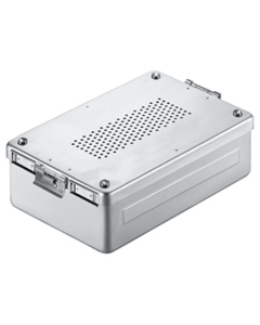 Stérilisation - Contenant 310x190x65mm Base et couvercle perforés, avec filtre en papier à usage unique dans le couvercle et le plateau