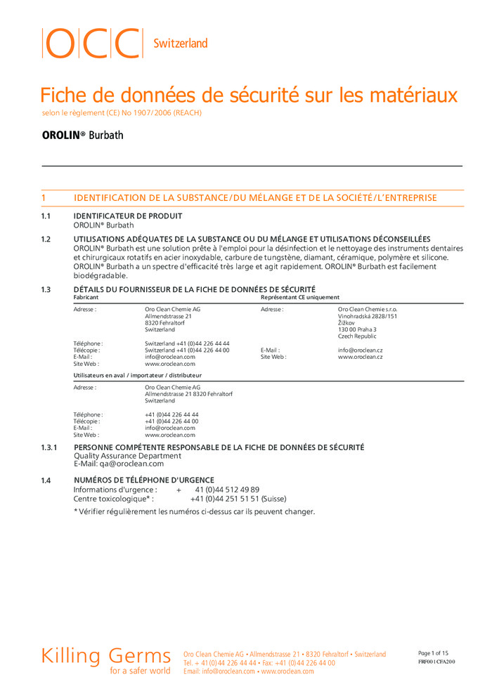 Fiche de sécurité