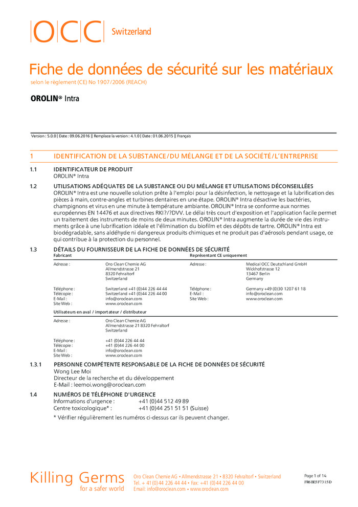 Fiche de sécurité