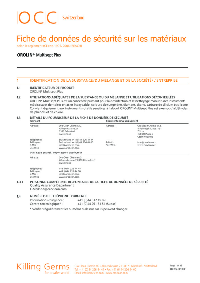 Fiche de sécurité